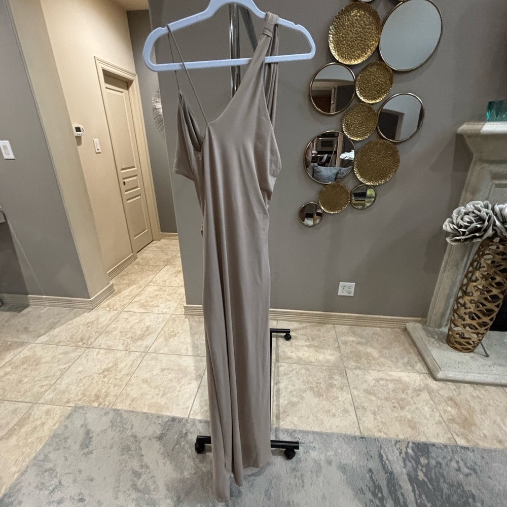 Haute Ellie Tan One Shoulder Gown